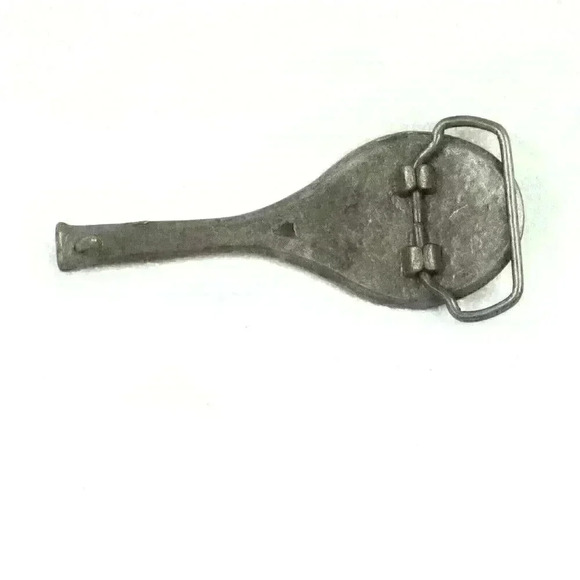 Vintage Belt Buckle Tennis Racquet & Ball Sport Gold Tone Metal RARE! - Picture 2 of 12